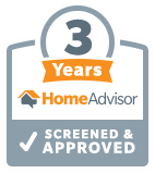 HomeAdvisor Screened & Approved for Over 3 Years Badge